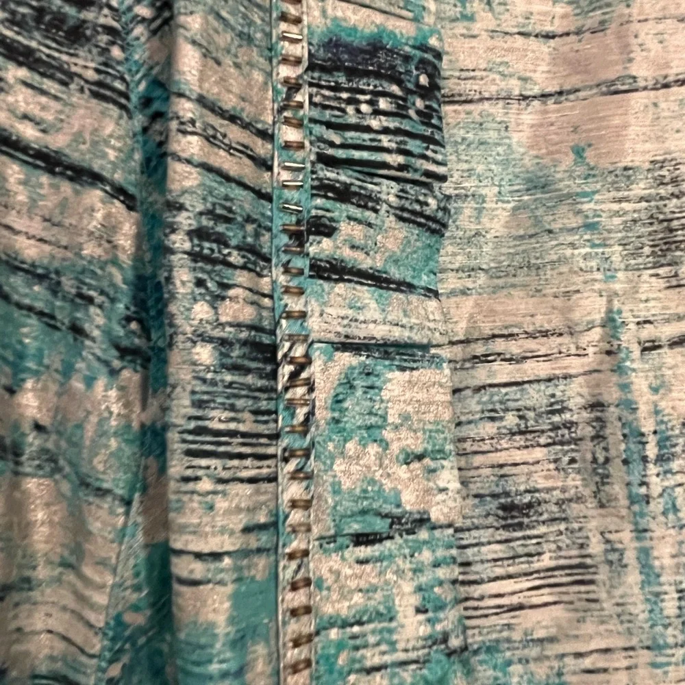 Chicos linen Watercolor Aqua Blue Freeda Pattern Maui size 1 (medium) - Picture 4 of 4